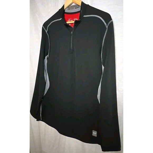 Nike Pro Combat Hyperwarm Dri-Fit Max Fitted Pullover Stretch, Sz XL, Black/Gray - Picture 3 of 10